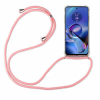 Handykette für Motorola Moto G54 Handyhülle mit Band Hülle mit Schnur Back Cover Rosa