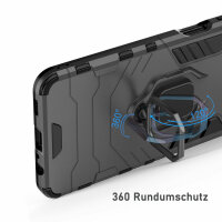 Schutz Hülle für Xiaomi Redmi Note 10 Pro Ring Case Cover Handy Tasche Outdoor  Schwarz