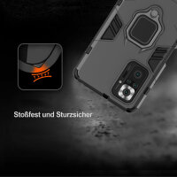 Schutz Hülle für Xiaomi Redmi Note 10 Pro Ring Case Cover Handy Tasche Outdoor  Schwarz
