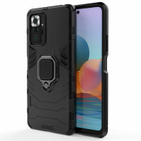 Schutz Hülle für Xiaomi Redmi Note 10 Pro Ring Case Cover Handy Tasche Outdoor  Schwarz