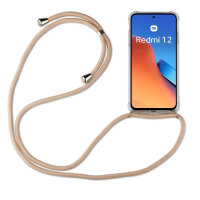 Handykette für Xiaomi Redmi 12 Handyhülle mit Band Case Hülle mit Kordel Hand Beige / Braun