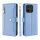 Handykette Xiaomi Hülle mit Band Handyhülle Kartenfächer PU Leder Umhängetasche Redmi 12C Hellblau