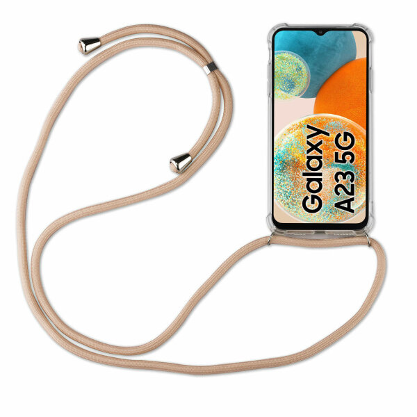 betterfon Handykette für Samsung Galaxy A23 5G Handyhülle mit Band Hülle Beige / Braun