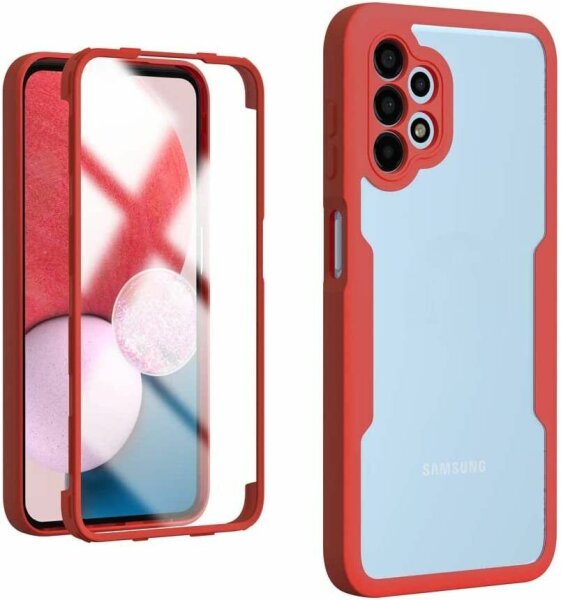 360° Grad Hülle für Samsung Galaxy A13 4G vollschutz Integriertem Displayschutz Rot