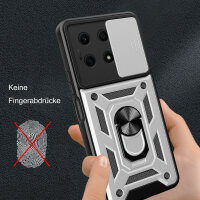 Outdoor Panzer Hülle Honor X8A Handyhülle mit Slide Kameraschutz Ringhalter Silber