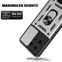 Outdoor Panzer Hülle Honor X8A Handyhülle mit Slide Kameraschutz Ringhalter Silber