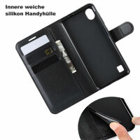 ZTE Blade A5 2019 Handy Tasche Flip Cover Wallet Case Schutz Hülle Etui Schale in Schwarz