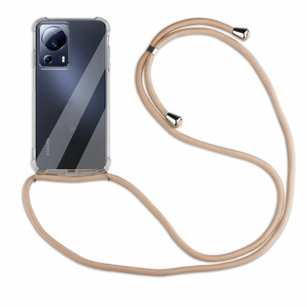Handykette für Xiaomi 13 Lite Handyhülle mit Band Hülle mit Kordel Handy Tasche Beige / Braun