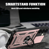 Outdoor Panzer Hülle für Samsung Galaxy S24+ mit Kameraschutz Ringhalter Bumper Rosegold