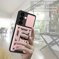 Outdoor Panzer Hülle für Samsung Galaxy S24+ mit Kameraschutz Ringhalter Bumper Rosegold