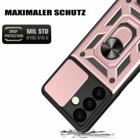 Outdoor Panzer Hülle für Samsung Galaxy S24+ mit Kameraschutz Ringhalter Bumper Rosegold
