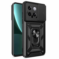 Outdoor Panzer Hülle Xiaomi 14 Handyhülle mit Kameraschutz Ringhalter Backcover Schwarz
