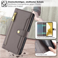 Handykette Samsung Hülle mit Band Handyhülle Kartenfächer PU Leder Umhängetasche Galaxy S22 Grau