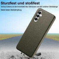 Hülle Handyhülle Stoßfeste Handy Tasche Ultra-Dünn Case Leder Bumper für Samsung Galaxy A15 Grün