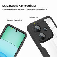 360 Grad Handyhülle für Xiaomi Redmi 13 /Poco M6 Schutz Hülle mit Displayschutz  Schwarz