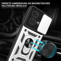 Outdoor Panzer Hülle Motorola Edge 40 Neo Handyhülle mit Kameraschutz Ringhalter Silber