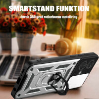 Outdoor Panzer Hülle Motorola Edge 40 Neo Handyhülle mit Kameraschutz Ringhalter Silber