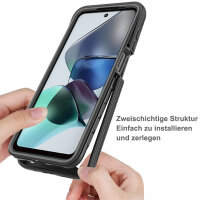 Motorola Moto G13 / G23 Handyhülle 2-teilig 360° Grad Hülle mit Displayschutz Schwarz