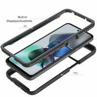 Motorola Moto G13 / G23 Handyhülle 2-teilig 360° Grad Hülle mit Displayschutz Schwarz