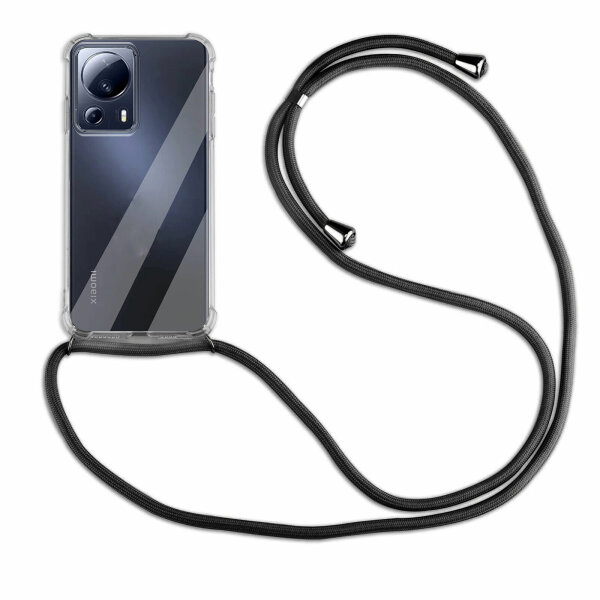 Handykette für Xiaomi 13 Lite Handyhülle mit Band Hülle mit Kordel Handy Tasche Schwarz