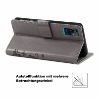 Handyhülle für ZTE Blade A71 – Klapphülle Blume Grau