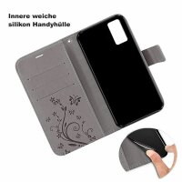Handyhülle für ZTE Blade A71 – Klapphülle Blume Grau