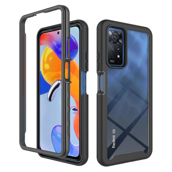 Hülle für Xiaomi Redmi Note 11 Pro 5G / 12 Pro 4G Handyhülle Cover 2-teilig Case Schwarz