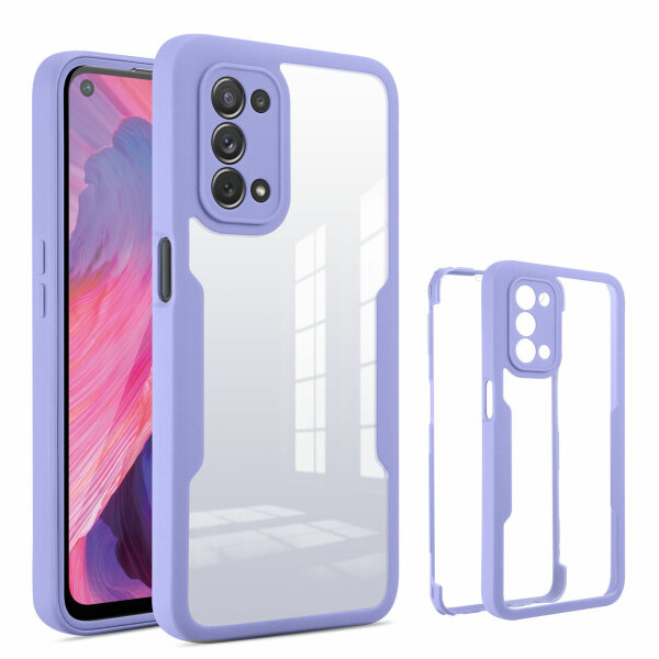 360° Grad Hülle Oppo A54 5G / A74 5G Handyhülle mit Integriertem Displayschutz Lila