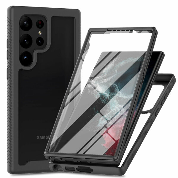 Panzer Hülle Handy Tasche 360 Grad TPU vollschutz mit Integriertem Displayschutz Samsung Galaxy S23 Ultra