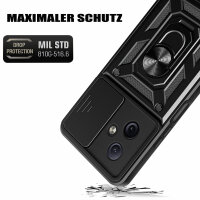 Outdoor Panzer Hülle Motorola Moto G54 Handyhülle mit Kameraschutz Ringhalter Schwarz