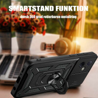 Outdoor Panzer Hülle Motorola Moto G54 Handyhülle mit Kameraschutz Ringhalter Schwarz