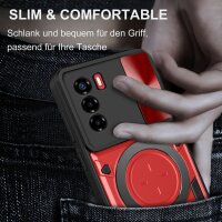 Outdoor Panzer Hülle für ZTE Handyhülle mit Slide Kameraschutz Ringhalter Bumper Blade A73 4G / V50 Smart Rot