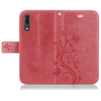 Huawei P20 Handy Tasche Handyhülle Wallet Schutz Buch Hülle Blumen Flip Cover