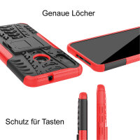 Handy Tasche Lenovo Motorola Panzer Hülle Hybrid Case Cover Schutzhülle Bumper Motorola Moto E6 Plus Rot