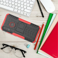 Handy Tasche Lenovo Motorola Panzer Hülle Hybrid Case Cover Schutzhülle Bumper Motorola Moto E6 Plus Rot