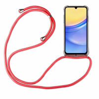 Handykette für Samsung Galaxy A15 Handyhülle mit Band Case Hülle mit Kordel Hand Rot