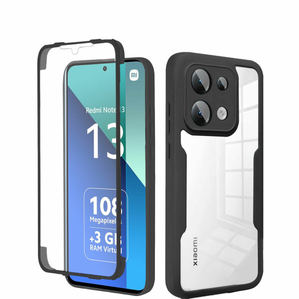 360° Grad Hülle Xiaomi Redmi Note 13 4G vollschutz Integriertem Displayschutz Schwarz