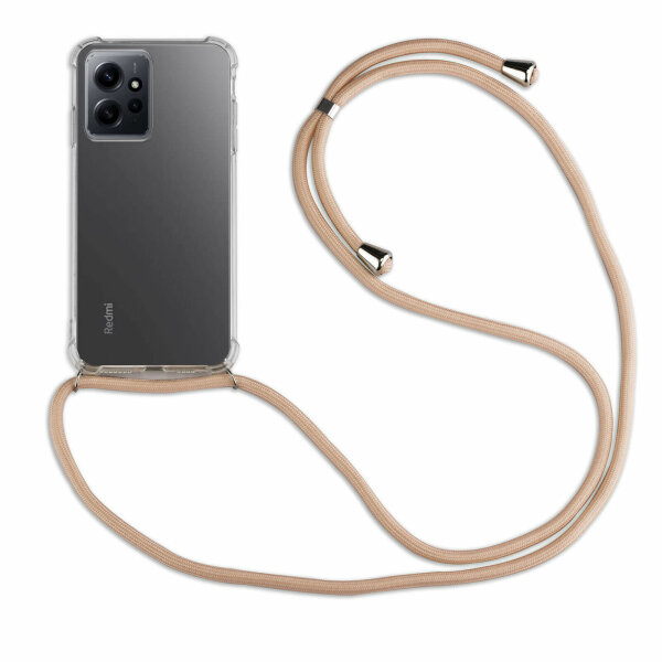 Handykette für Xiaomi Redmi Note 12 5G / Poco X5 5G Handyhülle mit Band Hülle Beige / Braun
