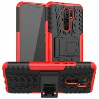 Schutz Hülle Xiaomi Handy Tasche Case Cover Silikon Schale Outdoor Handyhülle BF Xiaomi Redmi 9 Rot