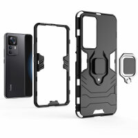 Xiaomi 12T, Hülle Schutzhülle Handyhülle Silikon Case 360° Drehbarer Ring Schwarz