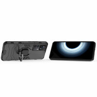 Xiaomi 12T, Hülle Schutzhülle Handyhülle Silikon Case 360° Drehbarer Ring Schwarz