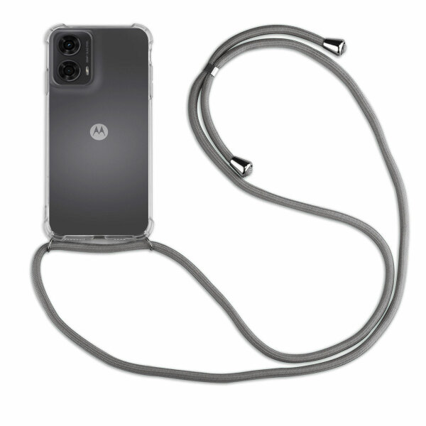 Handykette für Motorola Moto G85 Smartphone Halskette Hülle Handyhülle mit Korde Grau