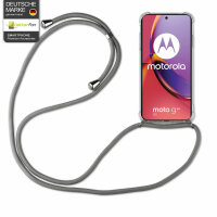 Handykette für Motorola Moto G85 Smartphone Halskette Hülle Handyhülle mit Korde Grau