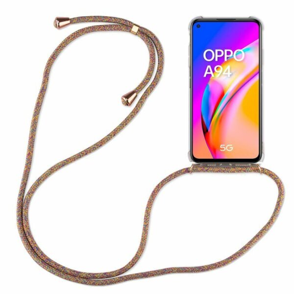 Handykette für Oppo A94 5G Handyhülle mit Band Schutz Hülle in Rainbow