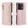 Handykette Xiaomi Hülle mit Band Handyhülle Kartenfächer PU Leder Umhängetasche Redmi Note 13 5G Rosa