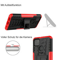 Handy Tasche Lenovo Motorola Panzer Hülle Hybrid Case Cover Schutzhülle Bumper Motorola Moto G9 Power Rot