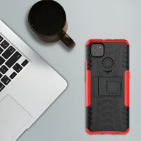 Handy Tasche Lenovo Motorola Panzer Hülle Hybrid Case Cover Schutzhülle Bumper Motorola Moto G9 Power Rot