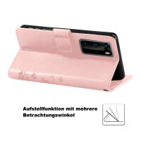 Huawei Handy Tasche Handyhülle Schutz Hülle Blumen Flip Cover Buch Case Etui Huawei P40 Pro Rosegold