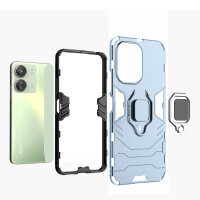 Hülle Xiaomi Redmi 13C / Poco C65 Hülle Handyhülle Stoßfest 360° Drehbarer Ring Türkis