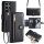 Handykette Samsung Hülle mit Band Handyhülle Kartenfächer PU Leder Umhängetasche Galaxy S24 Ultra Schwarz
